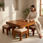 Coffee table 1+4 soldi wood coffee table with 4 stools