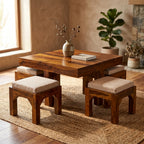 Coffee table 1+4 soldi wood coffee table with 4 stools