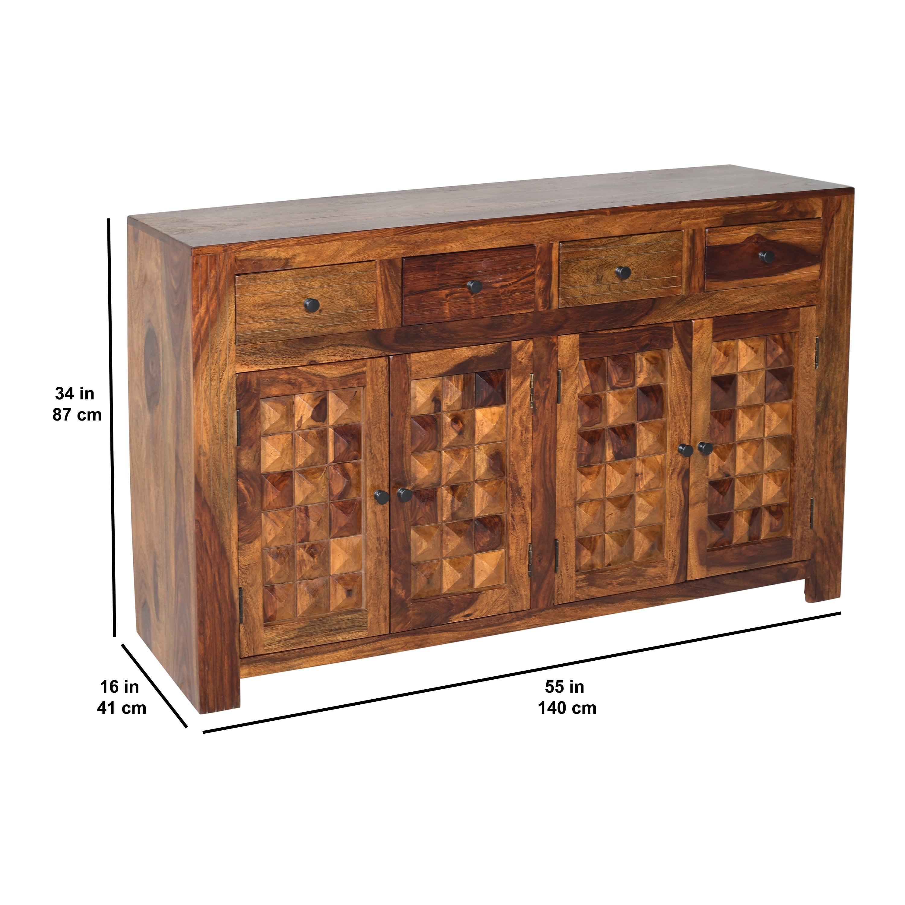Diamond sheesham wood sidebaord with 4 door and 4 drawers