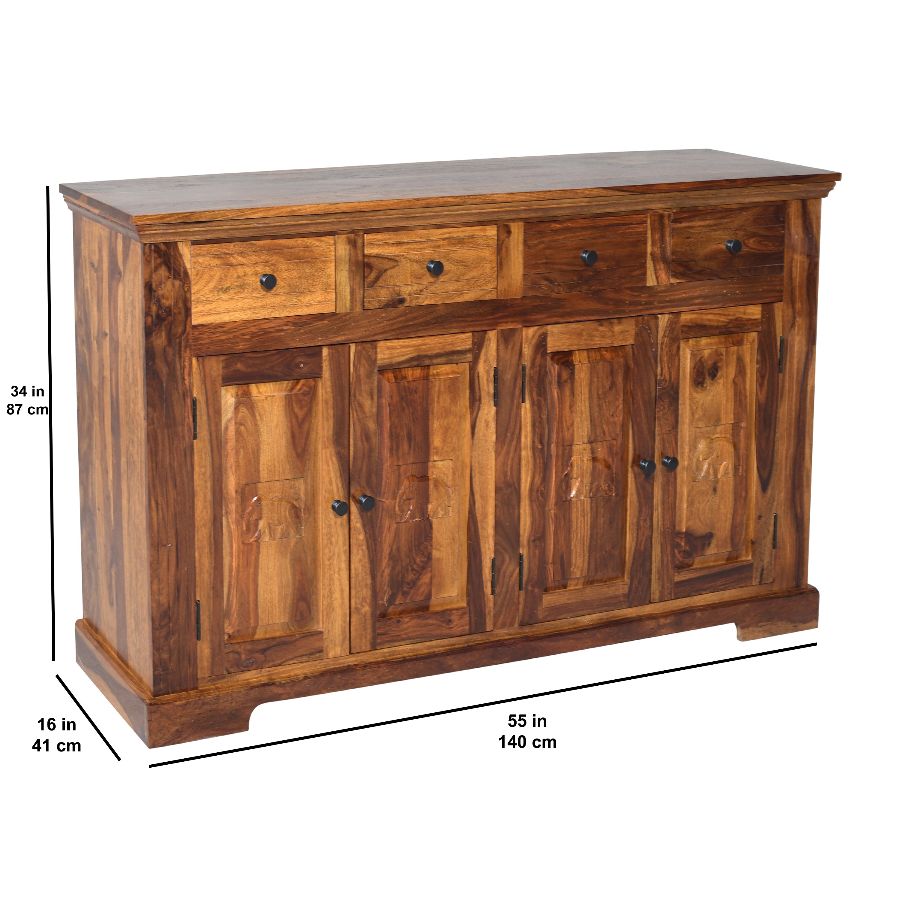 Elephant sheesham wood sidebaord with 4 door and 4 drawers