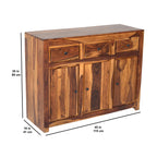 Solid Wood Sideboard Cabinet with Drawers & Multi-Storage Compartments