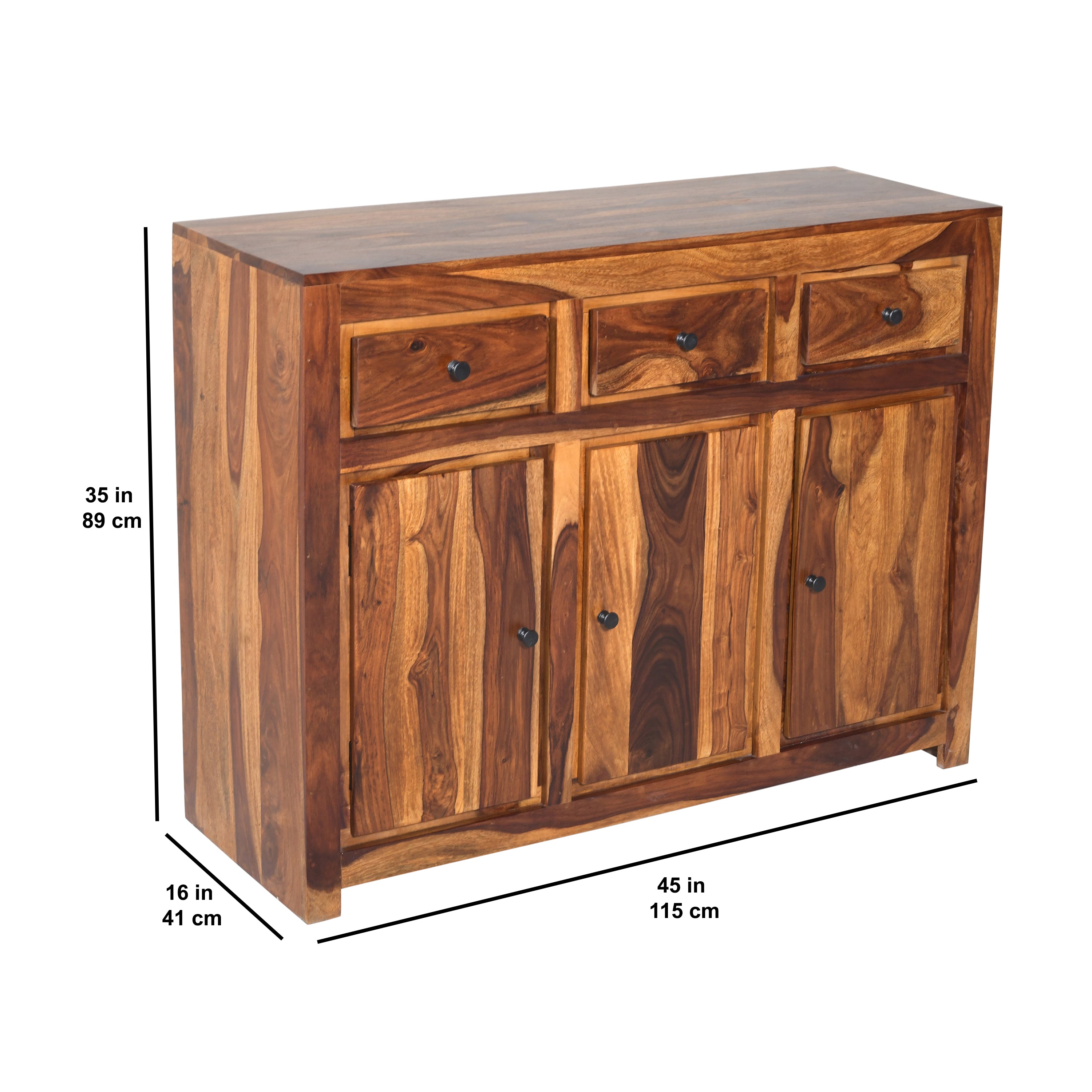 Solid Wood Sideboard Cabinet with Drawers & Multi-Storage Compartments