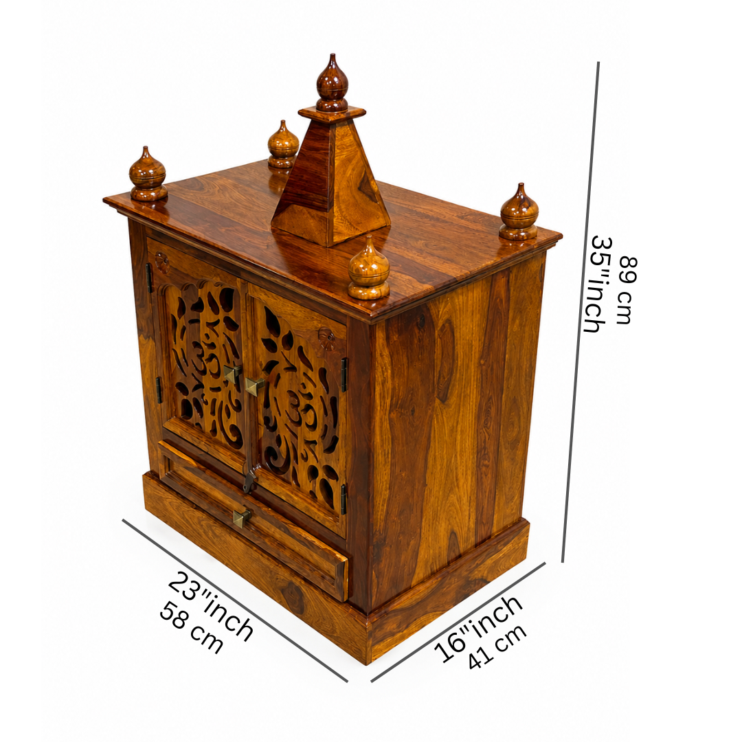 Temple Om Solid wood temple with CNC cut om design